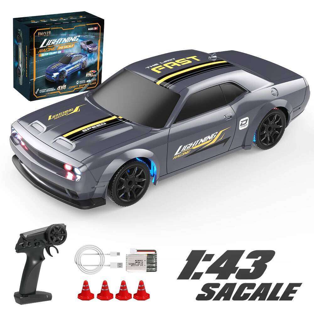1/43 RC Car 4x4 2.4G Remote Control Racing Drift Vehicle 15km/h High Speed Off-road RTR with 7 Color LED Lights Toys Kids Gift Y260131