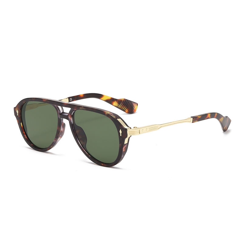 New Arrival Retro Style Double Bridge Square Frame Pilot Sunglasses for Men European American Style In Stock