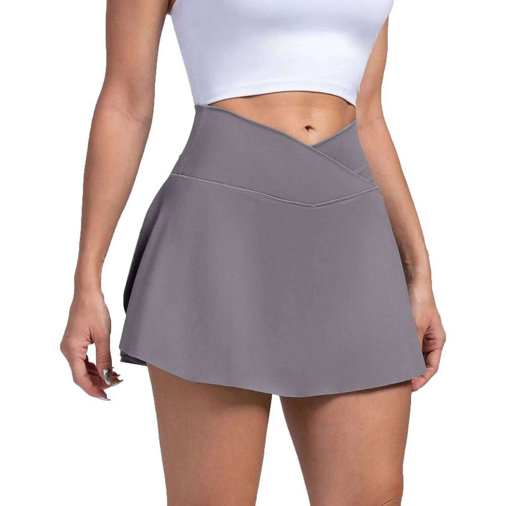 Dopamine Tennis Skirts for Women Fitness Skinny Pleated Outdoors Pockets Elastic High Waist Sports Yoga Mini Skirt XJ260131