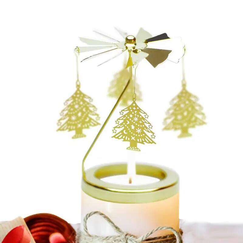 Gold Candlesticks Romantic Rotation Spinning Carrousel Tea Light Candle Holder Household Dinner Wedding Bar Party Ornaments Y260131