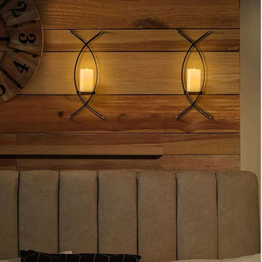 Set of 2 Metal Candle Wall Mounted Sconces Decorative Iron Holder for Living Room Bedroom Decorations Y260131