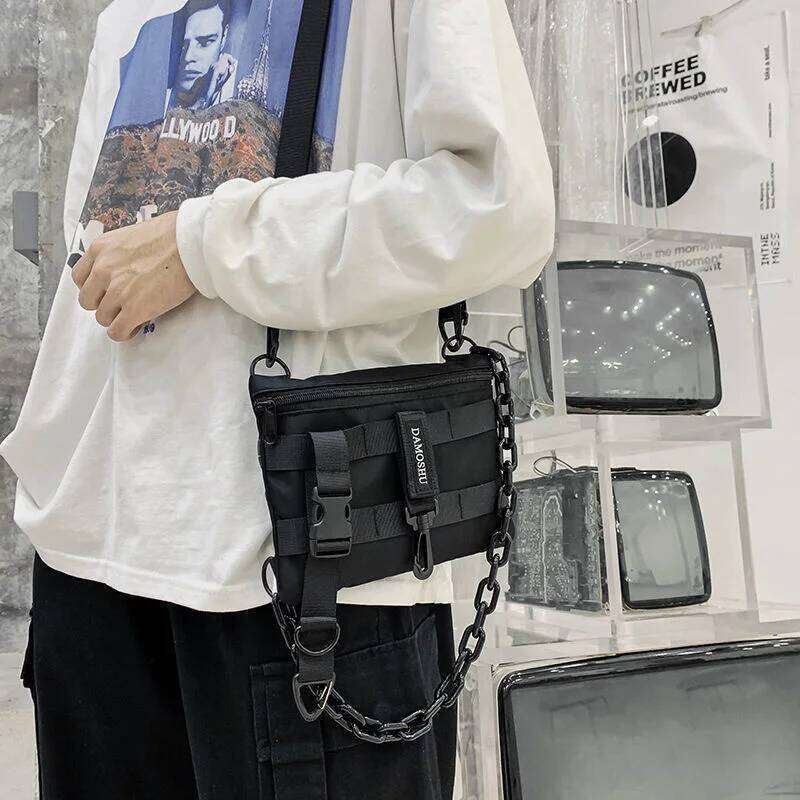 Shopper Nylon Shoulder Gothic Black Crossbody Messenger Tote Bags For Men Women's Hip Hop Techwear Satchel Waist Goth Handbags XJ260131
