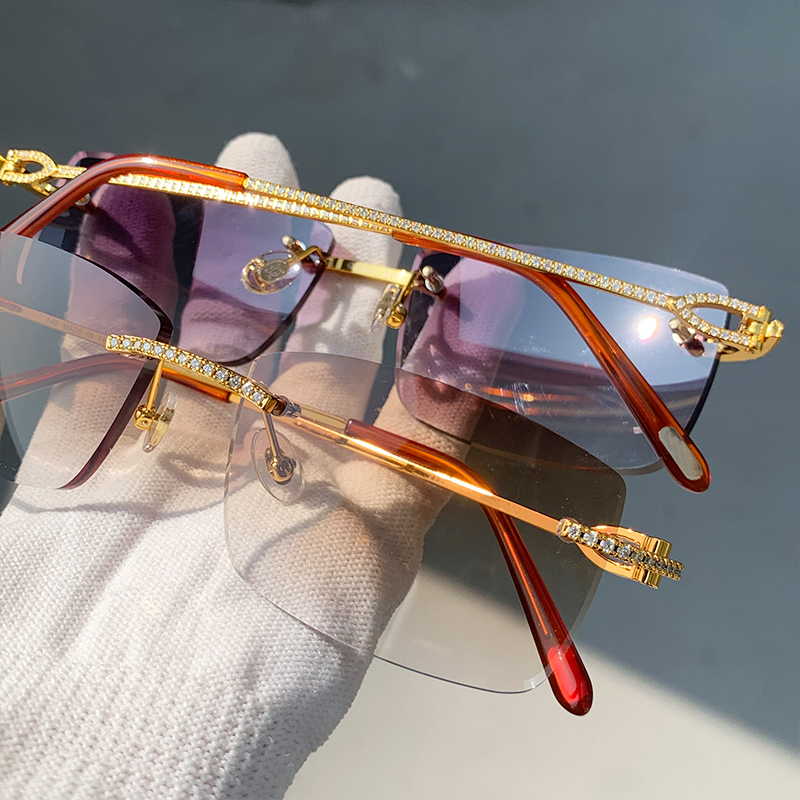 Full Moissanite Sunglasses Diamond Cut Designer Carter Sun Glasses Vintage Luxury Eyewear Frame Men And Women Top Quality Square And Shark Lunettes De Soleil