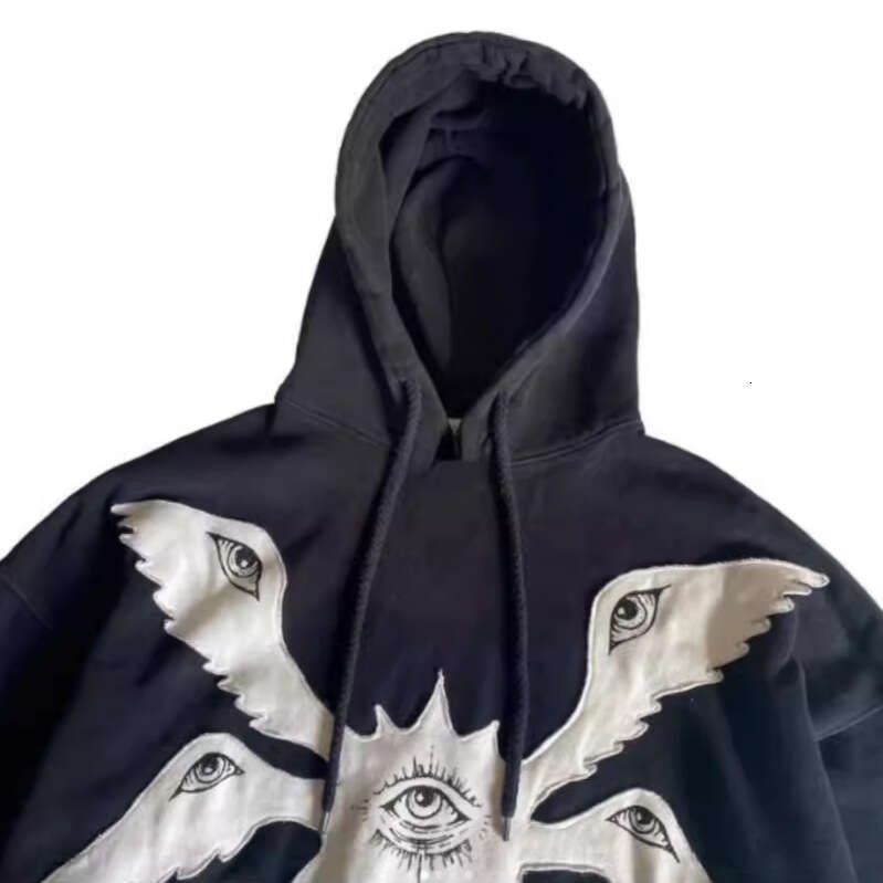 Cross-Border Y2K Angel Patch Dark Loose Long Sleeve Top Retro Gothic Embroidered Pullover Sweatshirt Wholesale for Men and Women