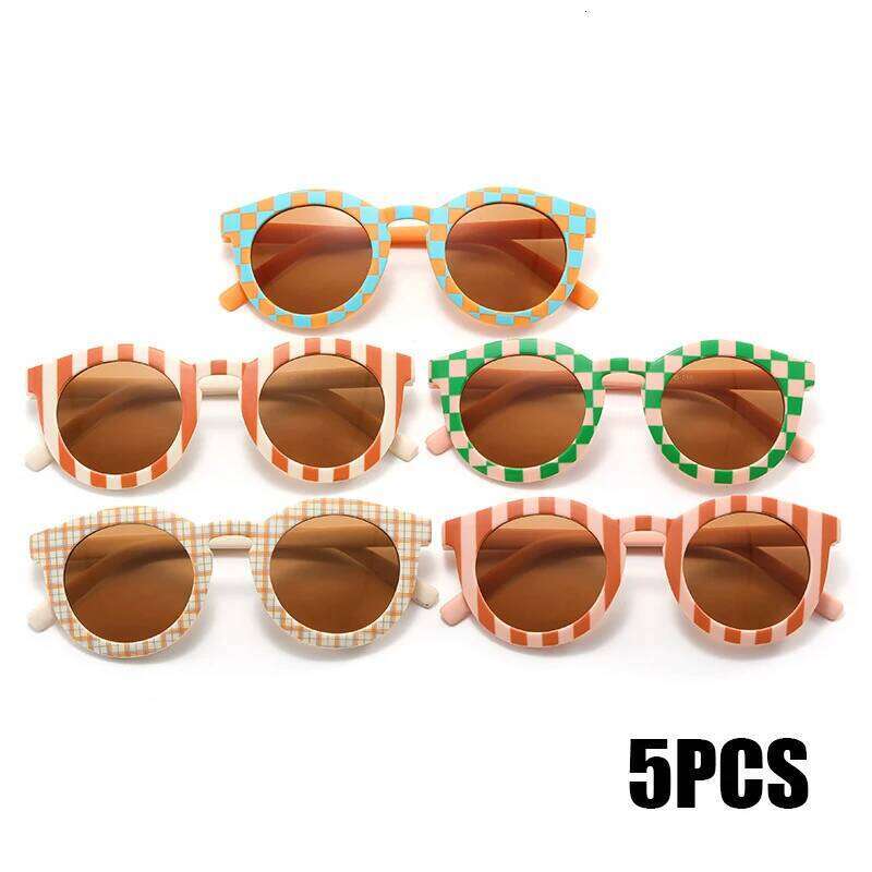5PCS New For Children Fashion Pack Flower Small Frame Personalized Sunvisor Striped Glasses Sunglasses H260130