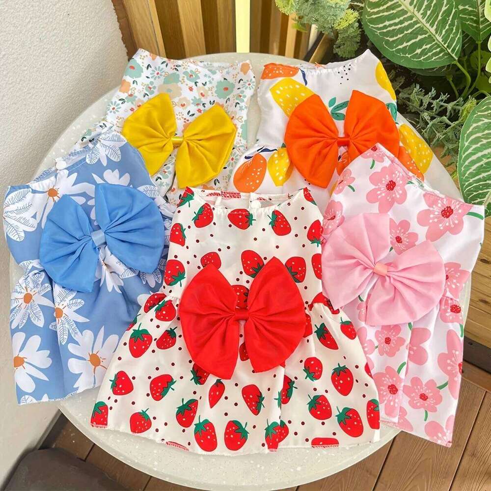 Floral Princess Dress For Dogs, Dog Spring Summer Trim Dress, Thin Cute Pet Clothes H260130