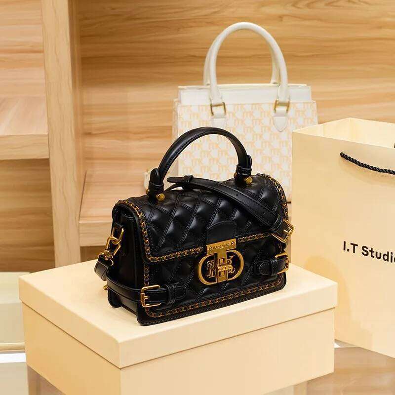 Women's genuine diamond grid handbag women's 2024 new high-end designer crossbody shoulder small square bag