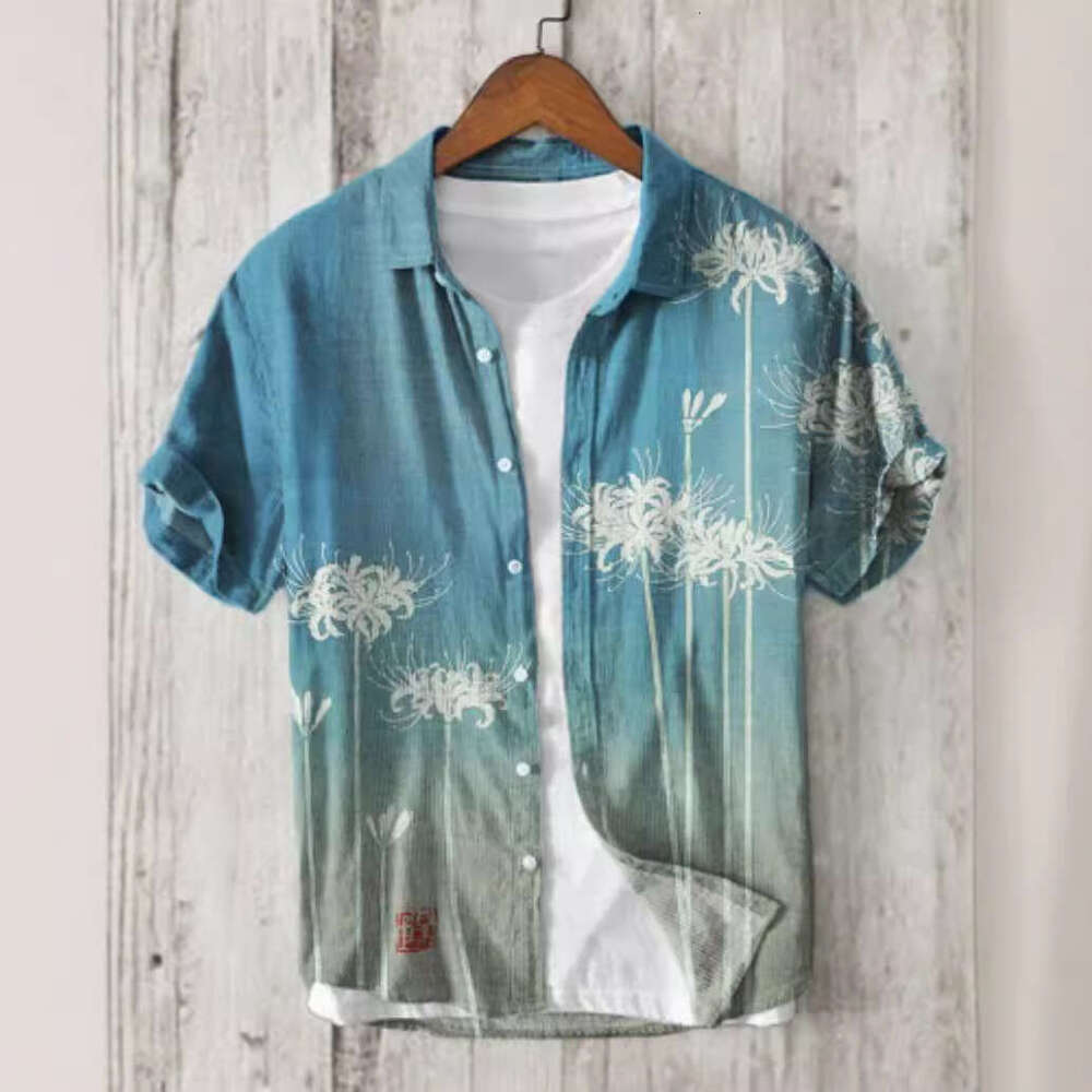 Hot-Selling Cross-Border Summer Chinese Style Digital Print Short-Sleeve Men's Stylish Comfortable Personality Shirt Luanyun Luanyun