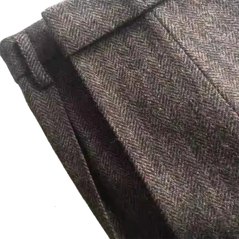AmericanStyle Retro Tweed HighWaisted Herringbone Wool Casual StraightLeg Mens Trousers for Autumn and Winter in Large Sizes 260120