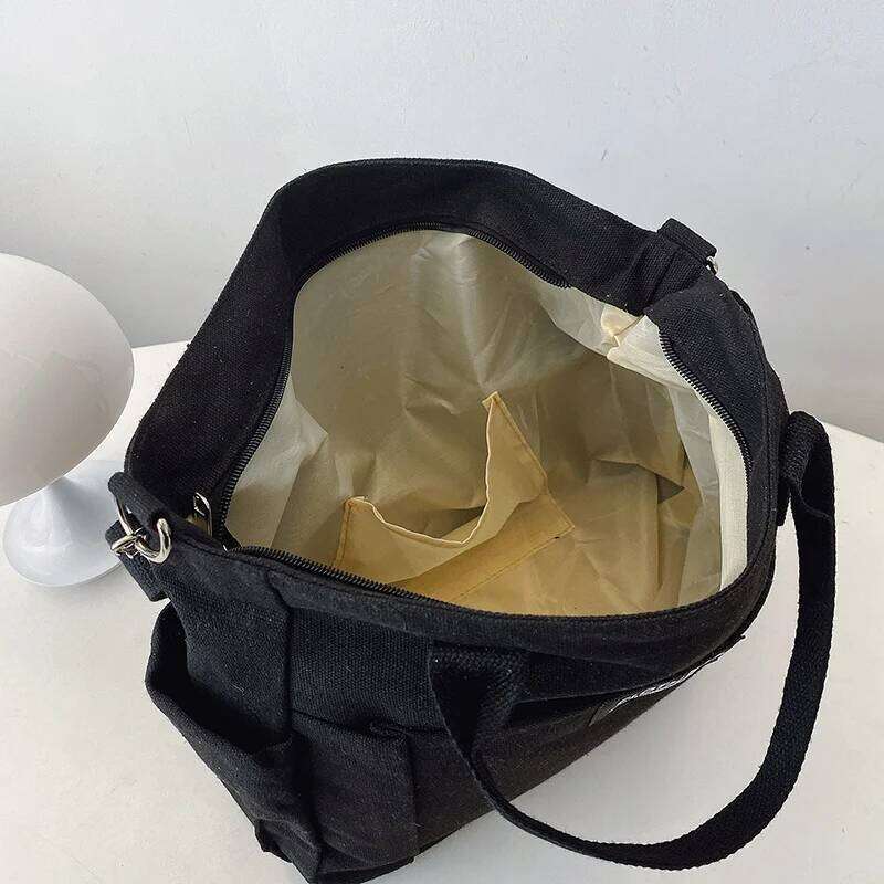 Women's Canvas Large Capacity Shoulder Minimalist Female Student Tote for Work Commuting Carrying Bag