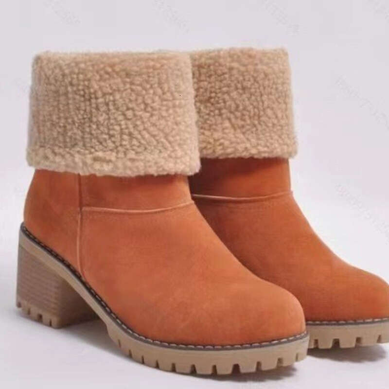 new boot designer women snow boots designer heels new autumn winter mid calf thick heel womens shoes fleece orange red gray light brown black cotton s
