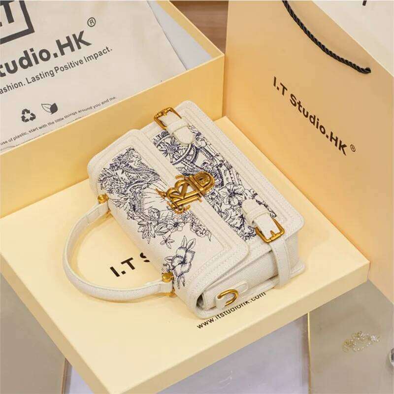 Women's handbag, women's 2024 new high-end texture summer designer single shoulder crossbody embroidered square bag