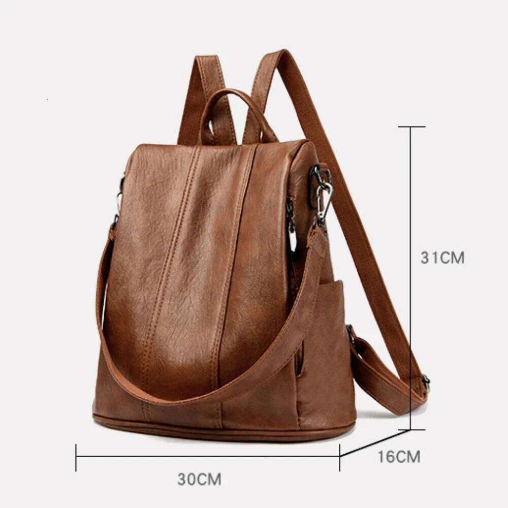 NEW Anti Theft Backpack Purses High Quality Soft Leather Female Vintage Bag School Bags Travel Bagpack Ladies Bookbag Rucksack