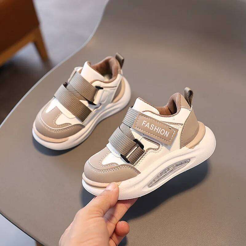 Thick Soft Sole Boys Girls Sneakers Hook&loop Students Casual Air Mesh Breathable New Fashion Children Flat Shoes Y260128