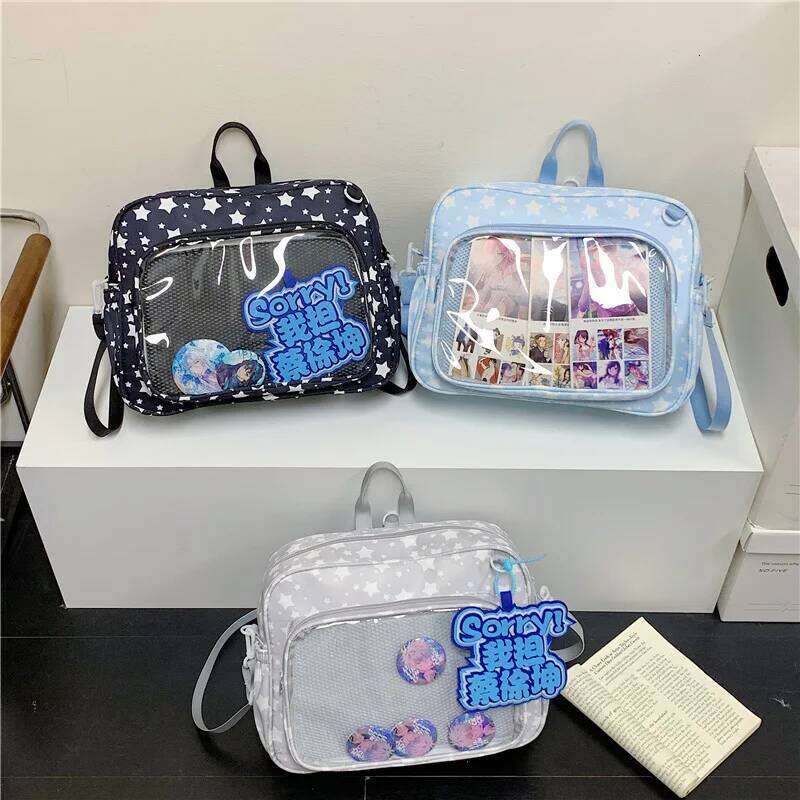 Japanese Anime Crossbody Transparent Texture Simple and Versatile Shoulder for Women Small Star Print Casul Cute Ita Bag XJ260131
