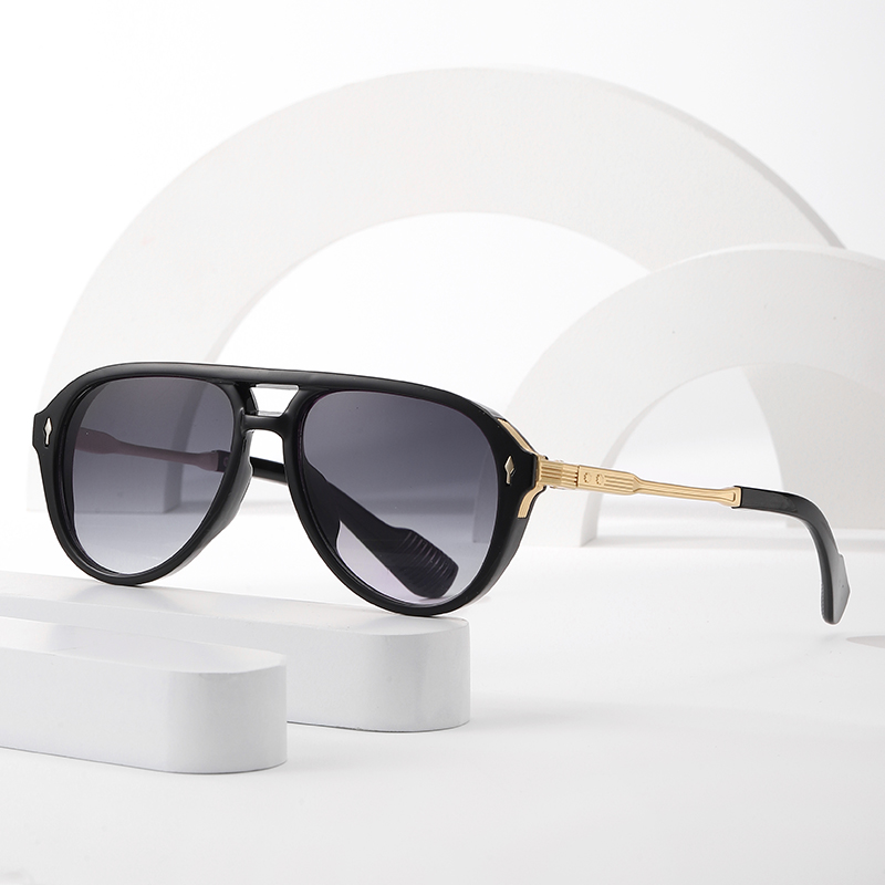 New Arrival Retro Style Double Bridge Square Frame Pilot Sunglasses for Men European American Style In Stock