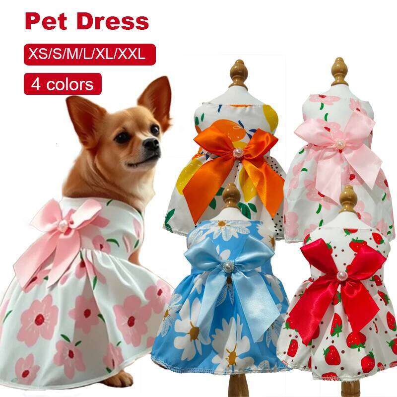 Spring Summer Princess Pet Skirt Cute Dress Bow Lace for Small Medium Puppy Poodle Chihuahua Dog Clot H260130