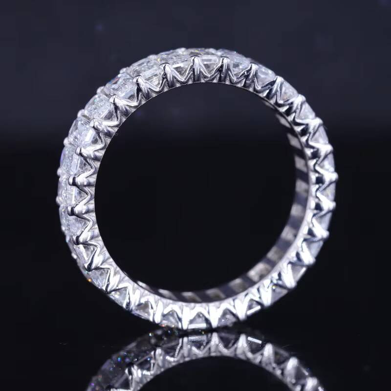 Hip Hop Ring 10k 14k 18k Solid Gold Emerald Cut Lab Grown Diamond Asscher Cut Entenity Ring