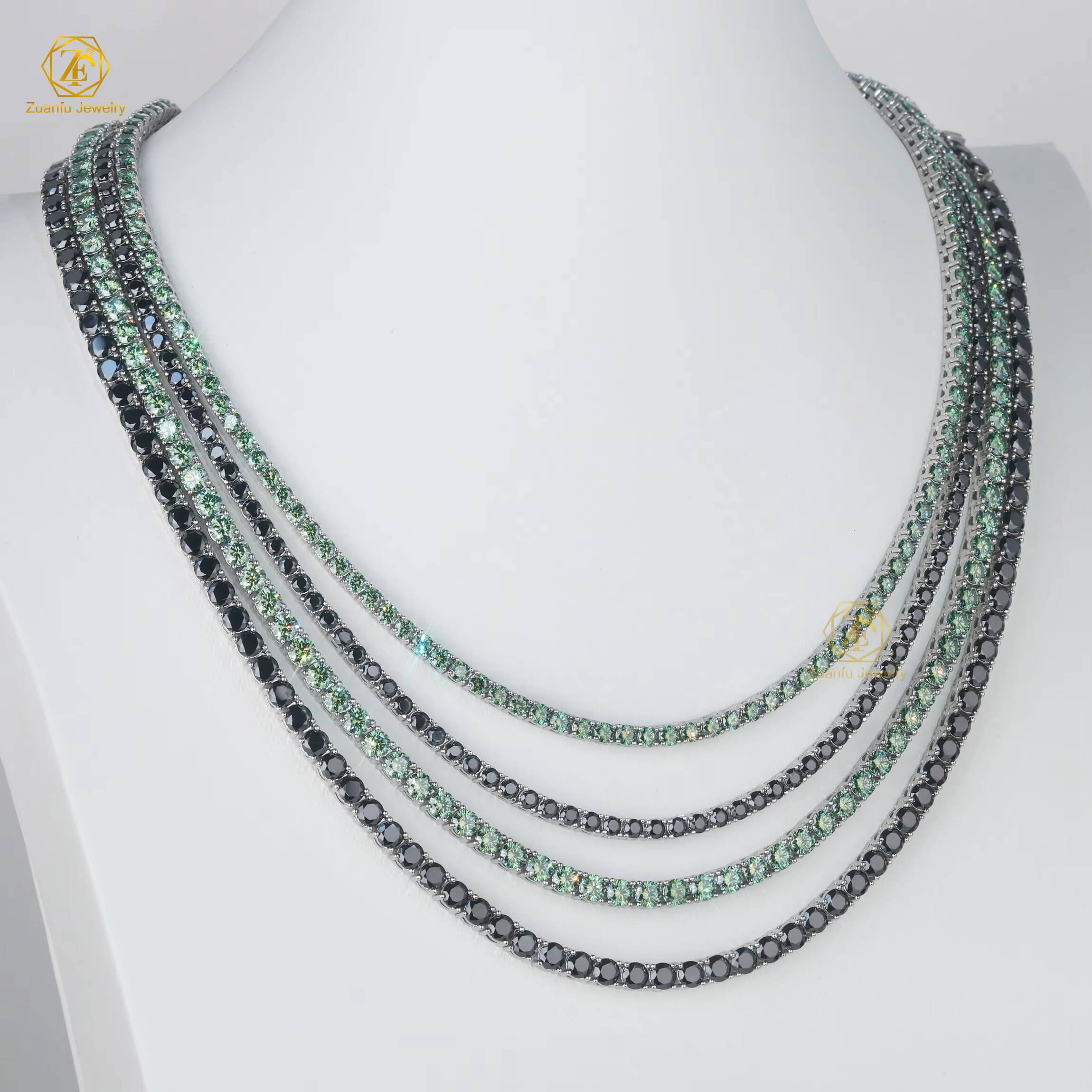 Synthetic Gems Unique Color Hip Hop Chain 925S 3mm 4mm 5mm 65mm Blue Green Moissanite Bracelet Tennis Chains 925S for Lady Gift