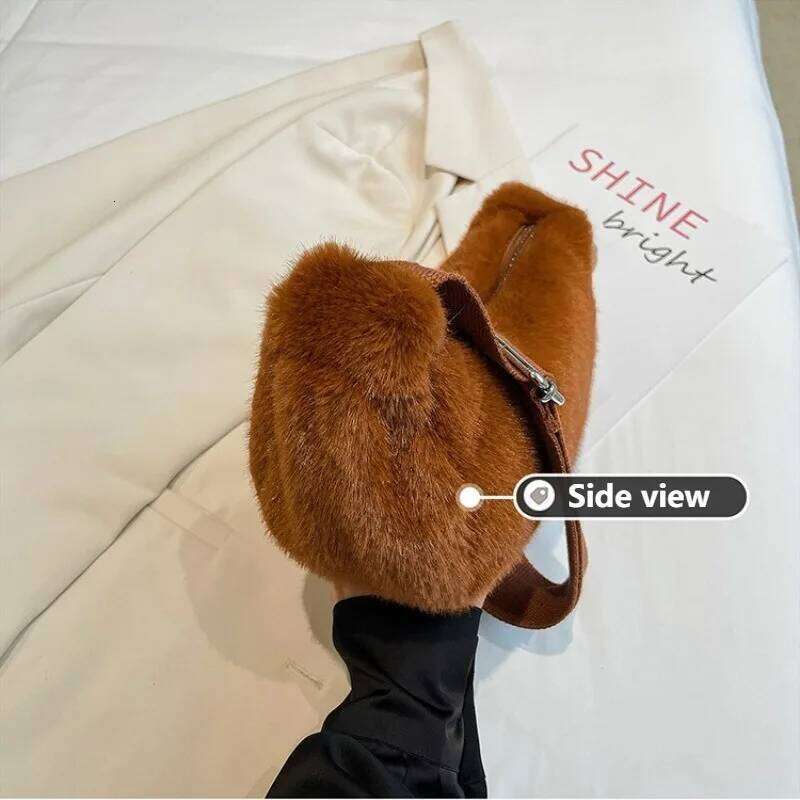 Autumn/Winter Women's Fuzzy Casual Versatile Shoulder Stylish Lightweight Crossbody Bag Fur-Trimmed Dumpling-Shaped Bags XJ260131