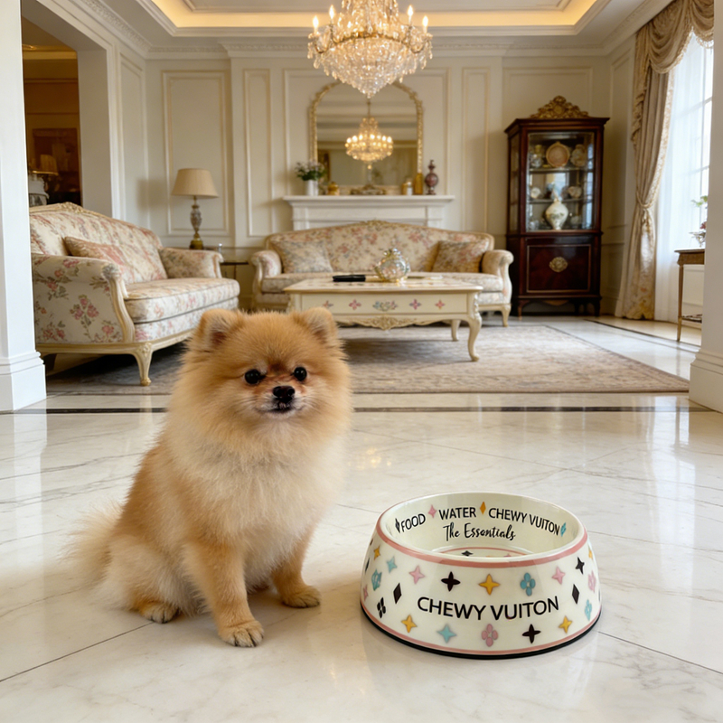 Designer Dog Bowl, Luxury Dog Food & Water Bowls for Small, Medium Large Dog Breeds, Food Grade BPA Free, Non-Skid Bottom Dishwasher Safe, Size Large 