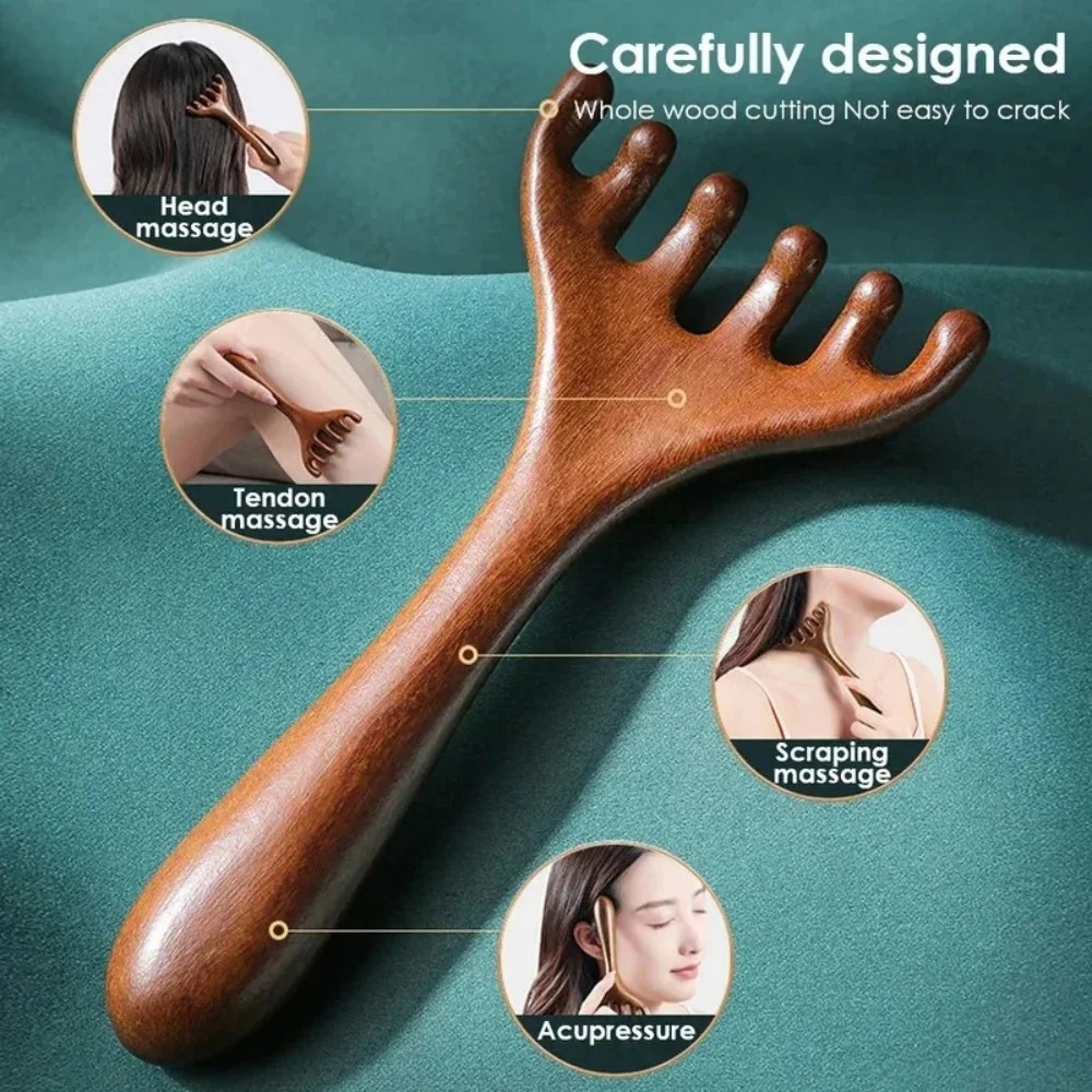 6-Claw Head Massager Wooden Meridian Massage Comb Body Gua Sha Tool -static Promote Blood Circulation Cepillo Para Cabello 260127