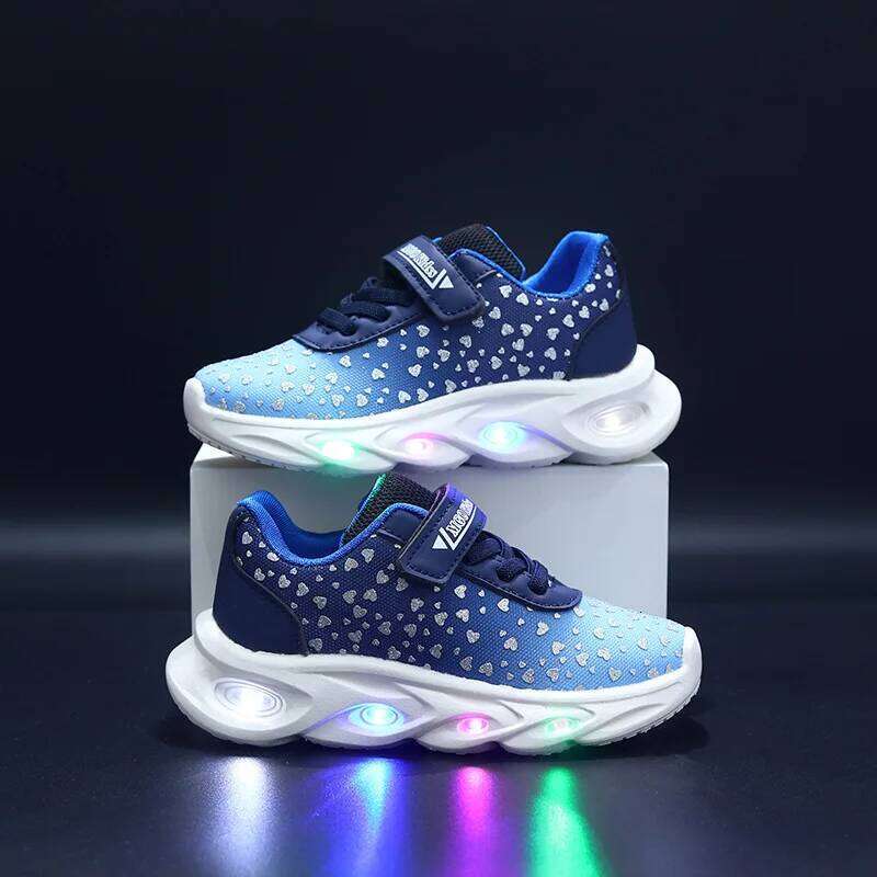 Kids' Casual Shoes Children Led Light Spring Outdoor Sneakers For Breathable Anti-slip Black Blue Pink Size 21-30 Y260128