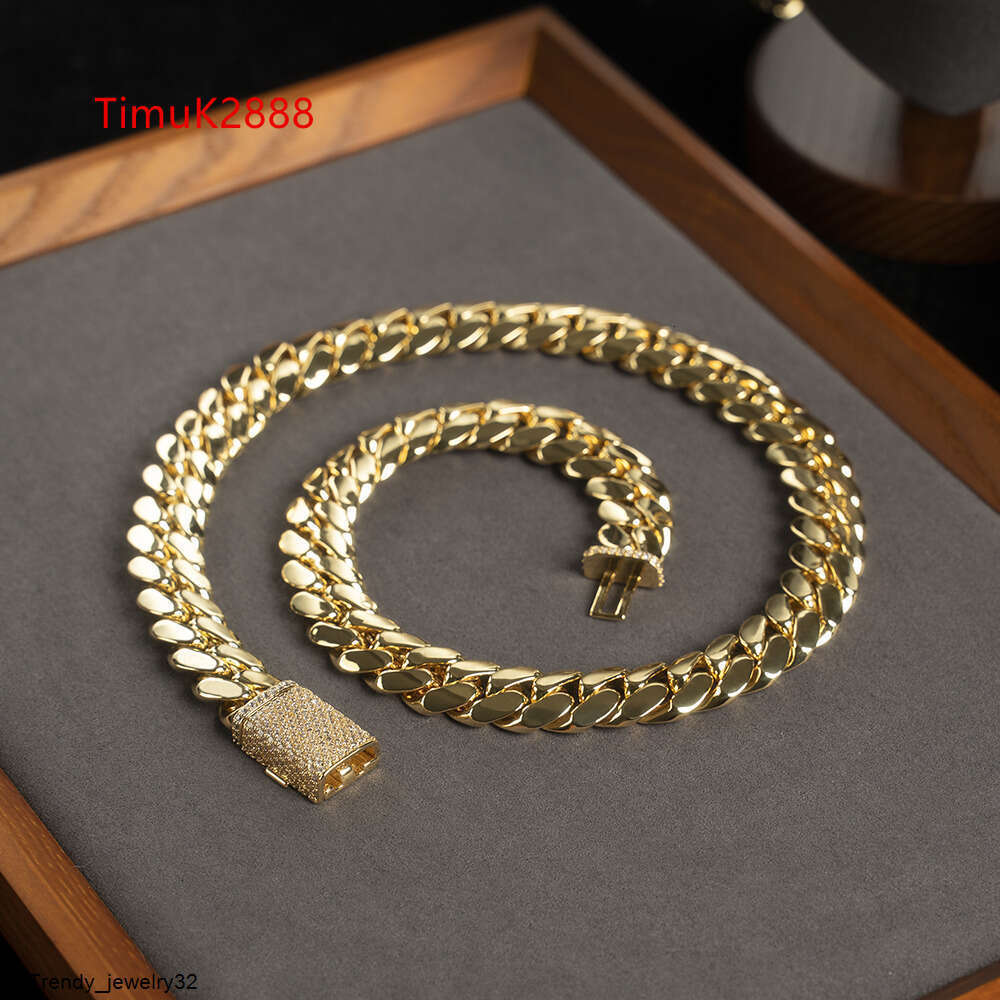14k 18k Gold Plated Mans bracelet iced out bracelet Miami Cuban link chain Stainless Steel Necklace Wholesale