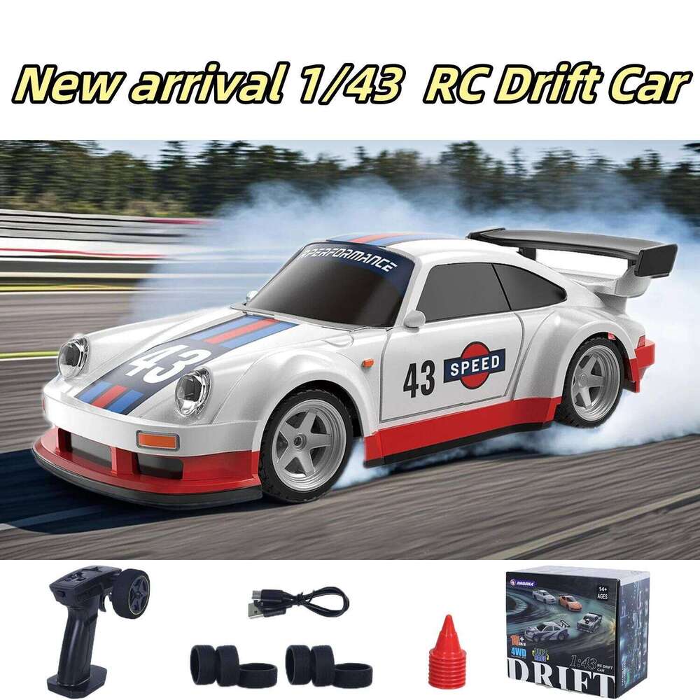 2025 RTR 1/43 Drift 2.4G 4WD Mini Racing Car Gyro RC Toys Remote Control High Speed Gift for Boys Model Traffic Cones Y260131