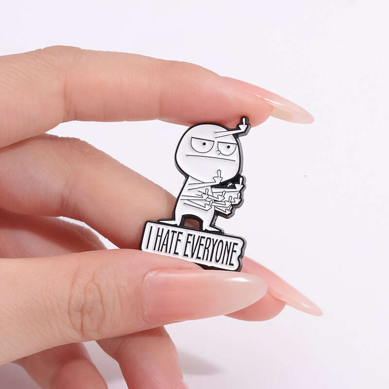 Cute and Fun Middle Finger Waving Little Man Design Exquisite Cartoon Metal Badge Niche Quirky Versatile Decorative Brooch