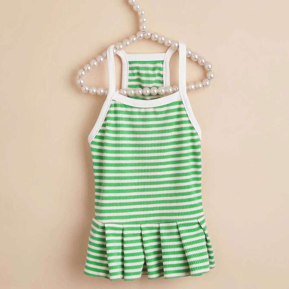 Striped Pet Dress Clothes with Ruffled Hem Summer Princess Girl Dresses Costume for Cats & Small Medium Dogs Puppy Daily Party H260129