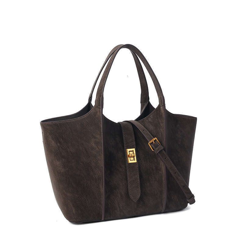 Brown Vintage Tote Niche Design Fashion Trend Handbag Large Capacity High-end Feel Shoulder Crossbody Bag