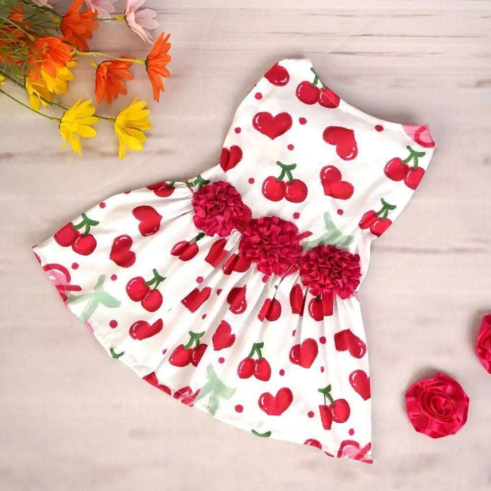 Print Cute Princess Breathable Soft Pet Skirt Red Rose Dog Sleeveless Dress Spring H260130