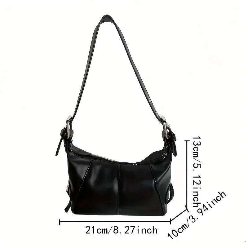 Women's Cool Drag Style Underarm Stick Bag Niche Design Leather Zipper Single Shoulder Handbag