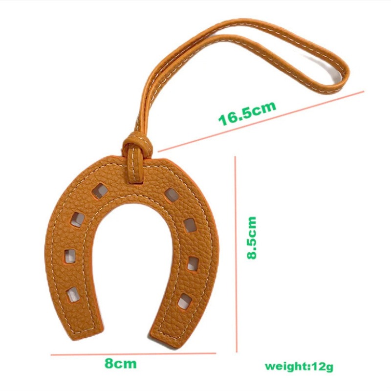 Horseshoe Keychain Charm Fashion Bag Double Sided U Shaped Lychee Pattern PU Leather Pendant For birthday gift Handbag Purse Basket Decoration