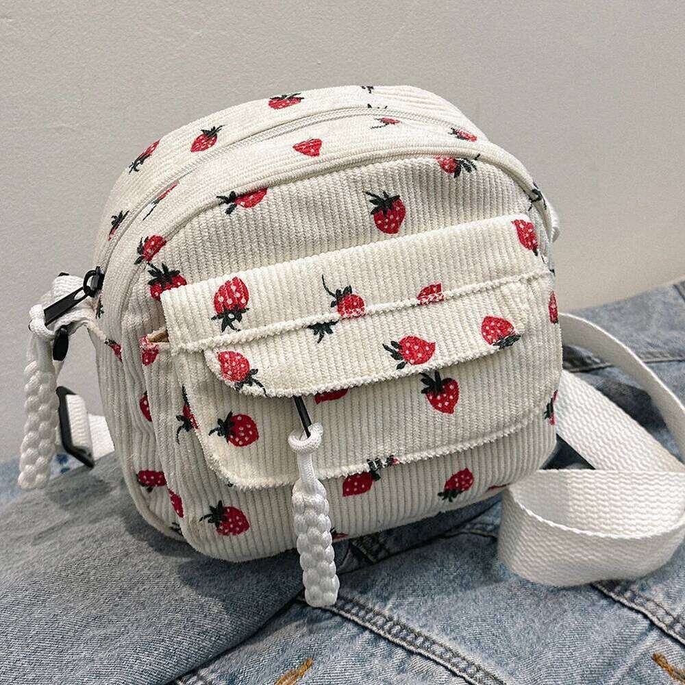 Cute Strawberry Shoulder Casual Zipper Trendy Crossbody Tote Handbag for Women Girls Travel Work Messenger Bag