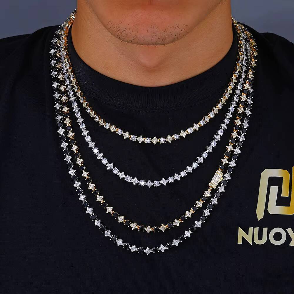 2026 YYN Europe United States 6mm Moissanite Star Tennis Chain Kevlar Necklace Mens Hip-hop Fashion Jewelry Accessories