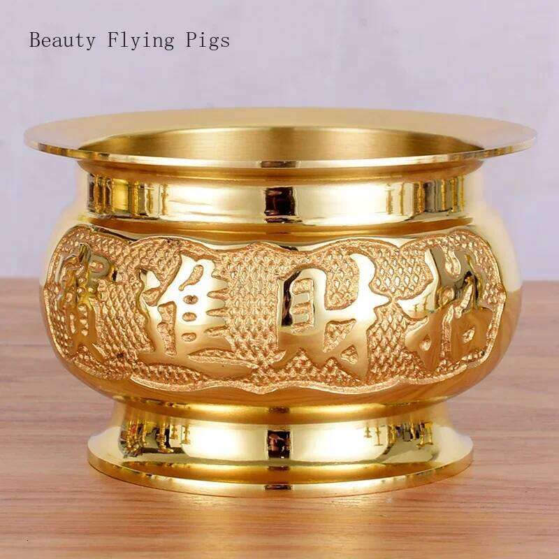 Brass Butter Simulated candlestick Living Room Buddha Hall Candle Holder Handicraft Feng Shui Home Decor Y260131