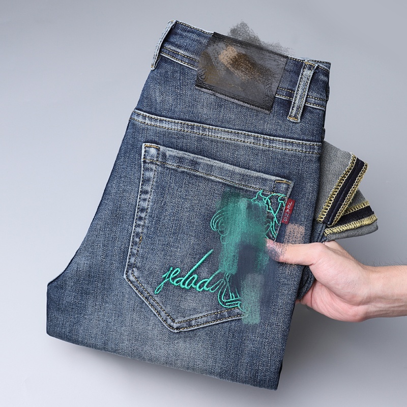 New JEANS chino Pants pant Men's trousers Stretch Autumn winter close-fitting jeans cotton slacks washed straight business casual CQ8601-98