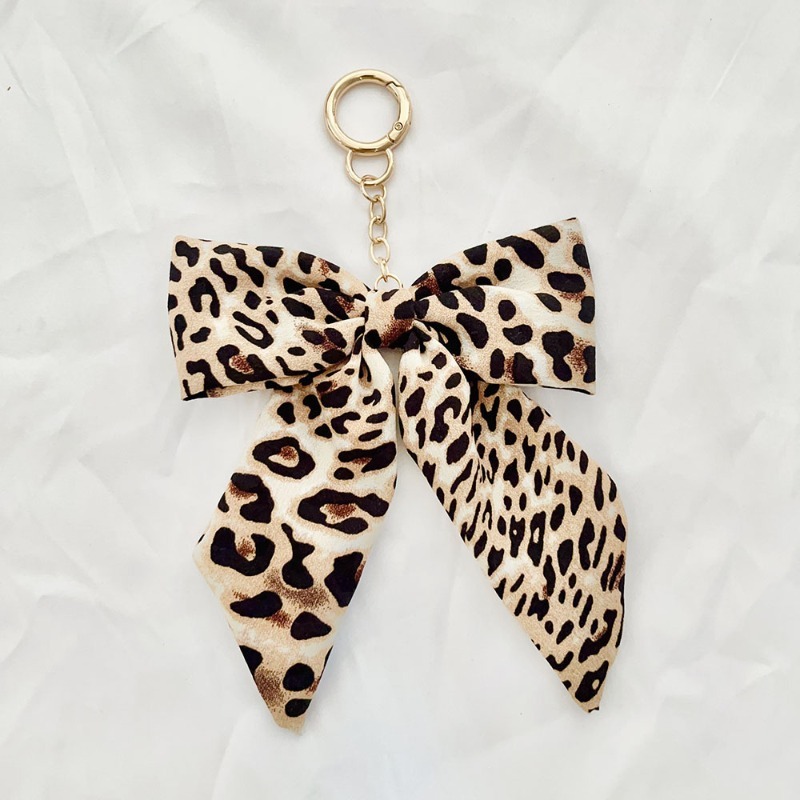 Keychain Print birthday gift Bow Fashion Leopard Fabric Scarf Bag Charm Creative Pendant Exquisite Accessory Ideal Gift for Women