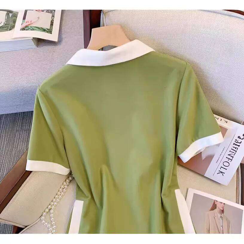 Women's Slimming Patchwork A-line Skirt Spring and Summer Fashion Collar Dress for Women XJ260131