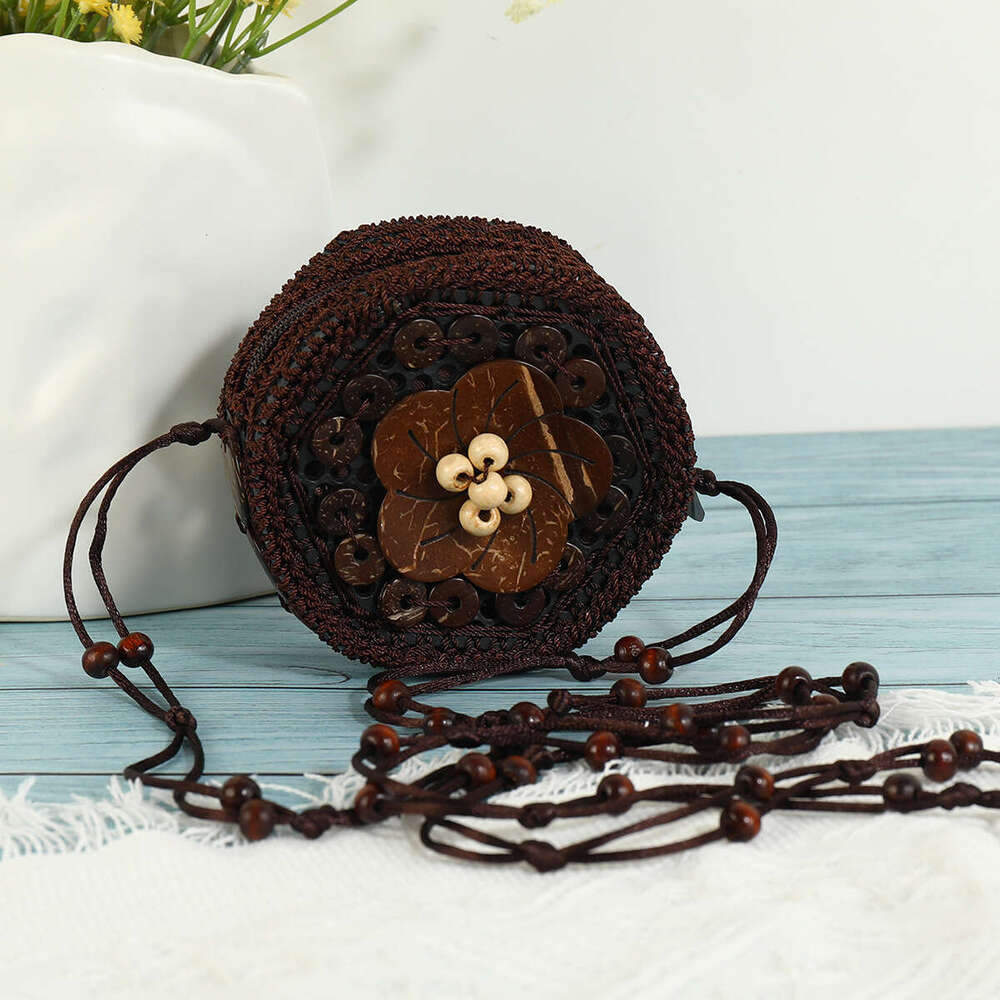 Characteristic Ethnic Style Coconut Shell Handwoven Crossbody Women's Bag