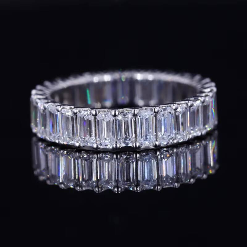 Hip Hop Ring 10k 14k 18k Solid Gold Emerald Cut Lab Grown Diamond Asscher Cut Entenity Ring