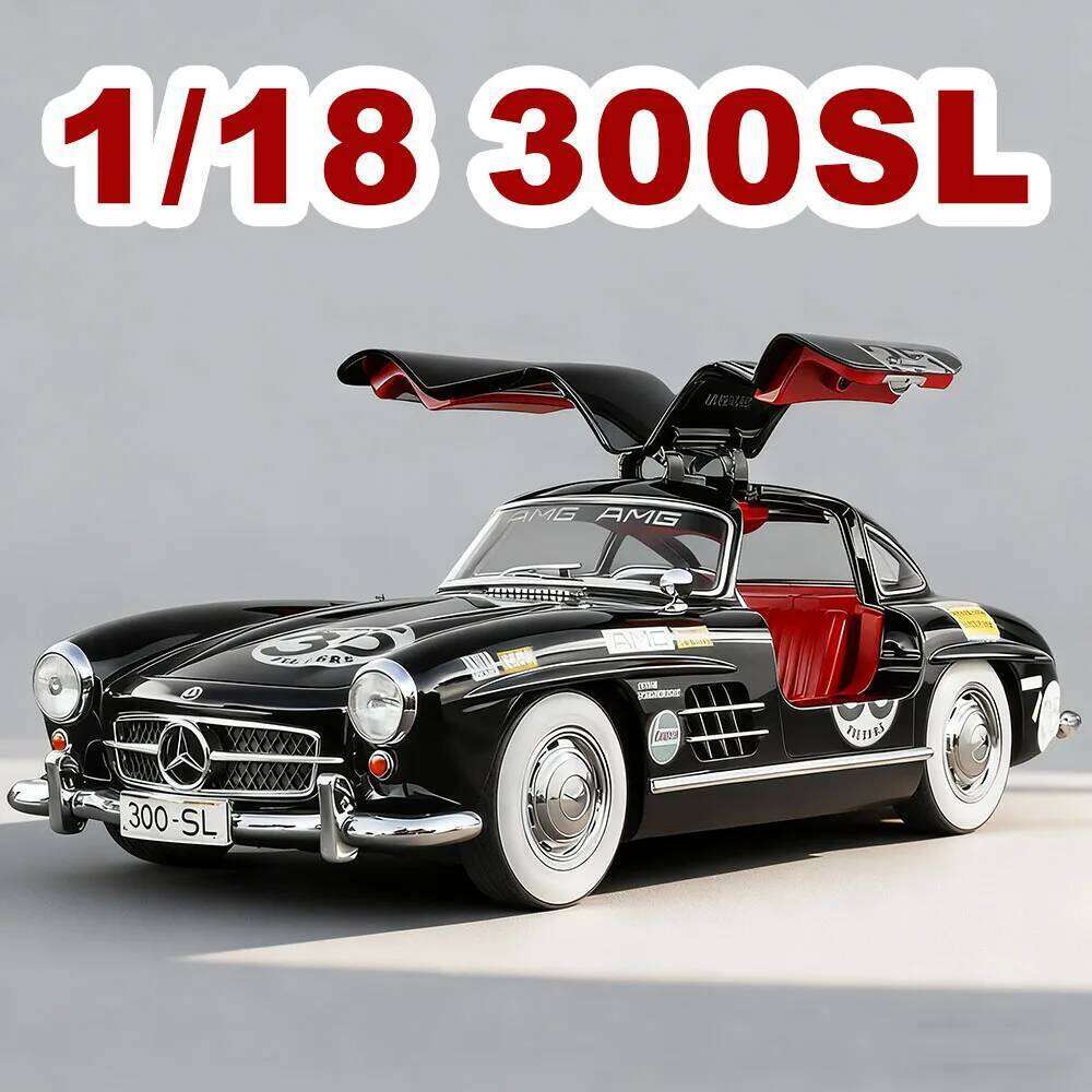 1:18 300SL Diecast Models Toys Alloy Car Doors Opened Sound Light Front-wheel Steering Simulated Vintage Cars Christmas Present Y260130