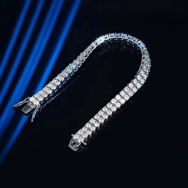 New S925 Silver 10 Point Diamond Moissanite Double Row Diamond Bracelet Luxurious Full Diamond Niche Design Wedding Jewelry