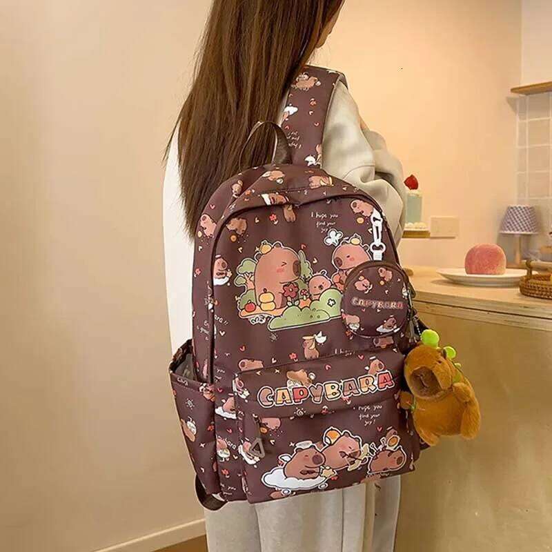 Student Teenager Children's Rucksack Women Casual School Bags Kids Birthday Gift Toy Cute Capybara Backpack for Girls Boys