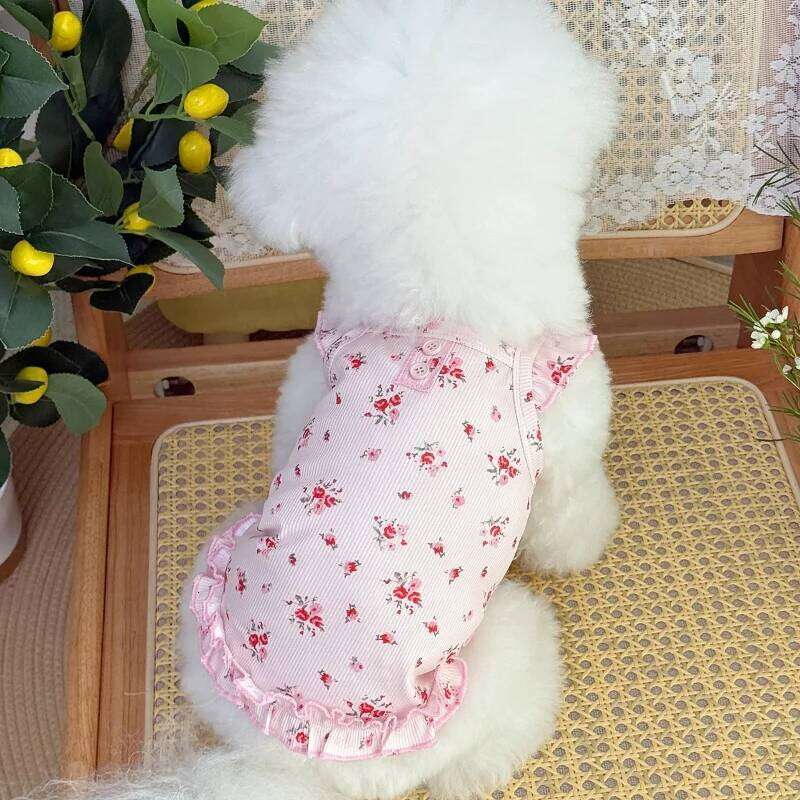 Mesh Layered Floral Tutu Puppy Teddy INS Dance Skirt Dress Pet Clothing Dresses for Small Dog H260130