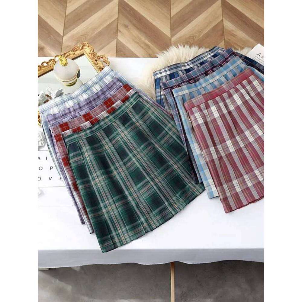 JMPRS Women Pleated Summer JK Girls Plaid Preppy Dance Mini Skirt A Line Harajuku Japan School Sexy Mujer Faldas XJ260131