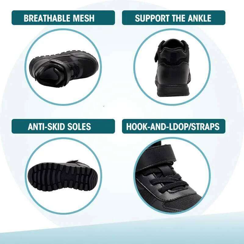 Princepard Orthopedic Sneakers for Kids & Toddlers High Top Black School Shoes with Arch And Ankle Support Corrective Casual Y260128