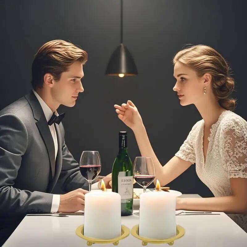 New 2/1PC Iron Black Gold Tray Base Wedding Party Holiday Banquet Decorative Holder Art Gifts Cup Candle Y260131